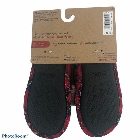 NWT Dearfoams Children’s Slippers Sz 11/12 Plaid - Picture 2 of 7